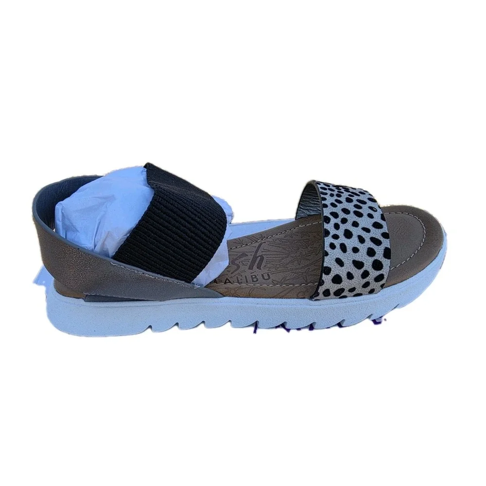Blowfish Malibu Leopard Platform Sandals Womens 7.5 Black Elastic Strap